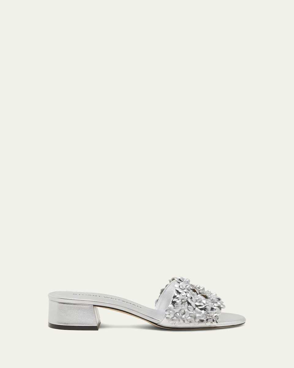 Meadow Metallic Leather Flower Sandals
